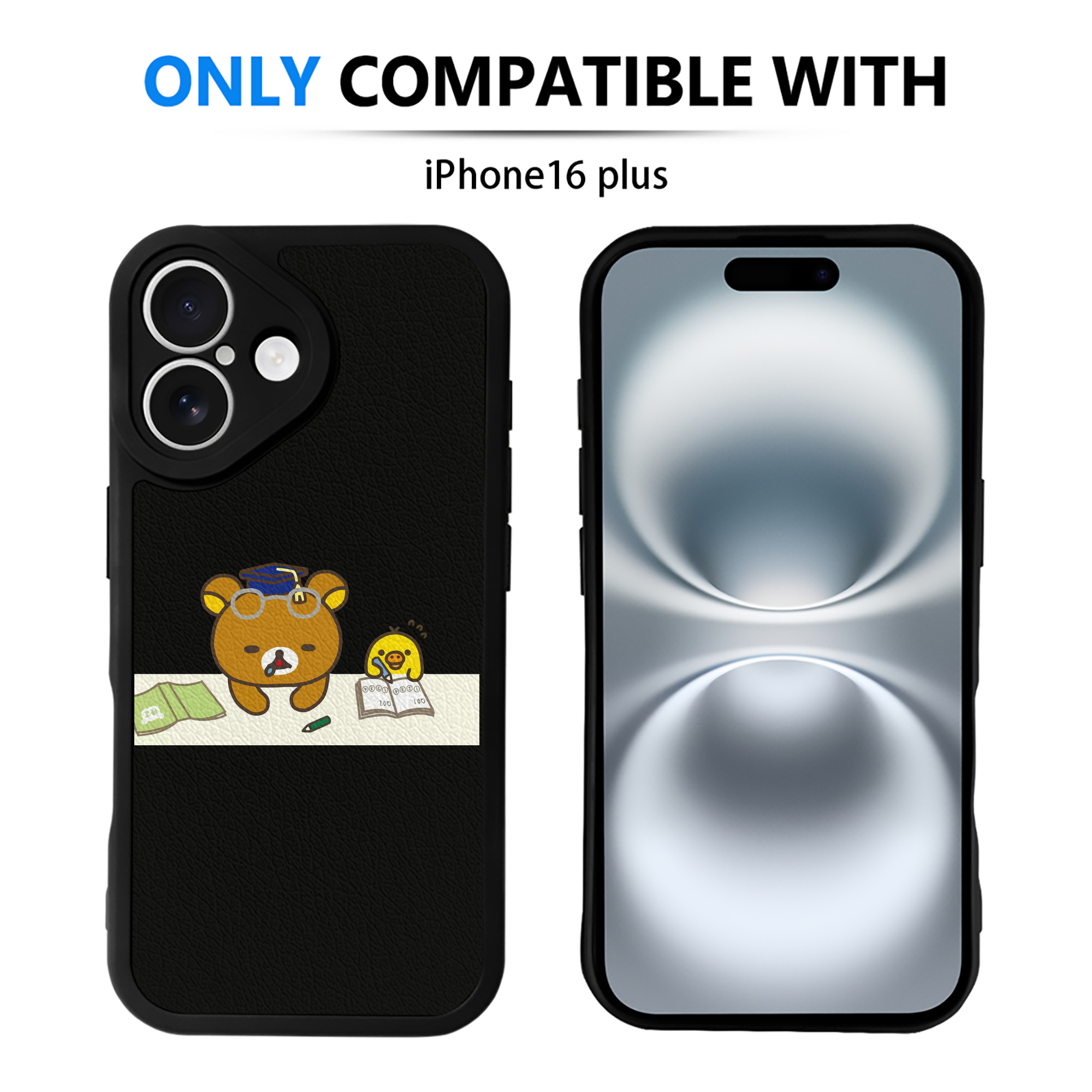 （画像用） リラックマ リラックマ キイロイトリ Rilakkuma Korilakkuma Kiiroitori 【iPhone 16シリーズ対応】シリコンスマホケース（レザー調） 材質：シリコン